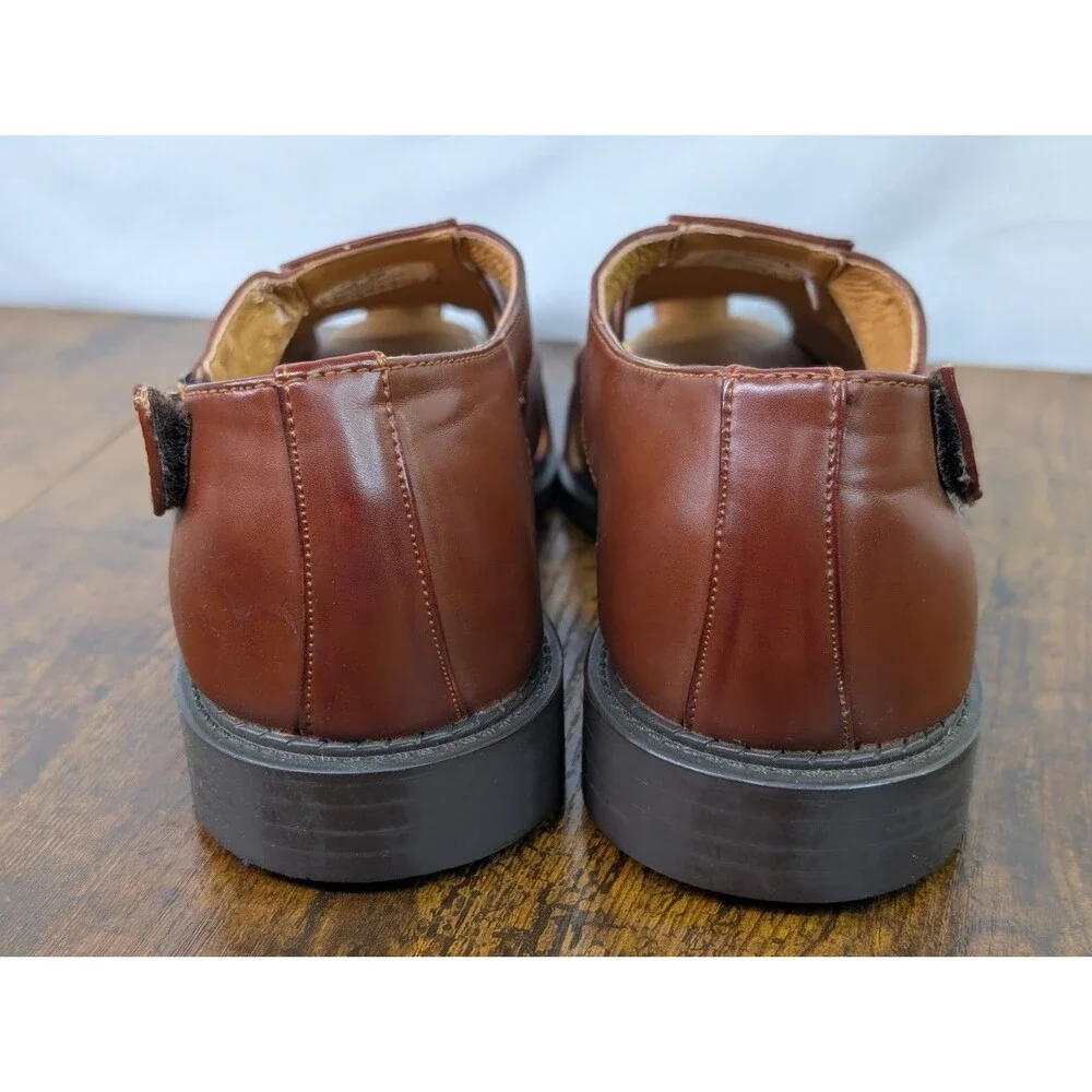Lucio Ricci Mens Fisherman Dress Sandals Brown Leather Vent Toe Shoes Sz 9